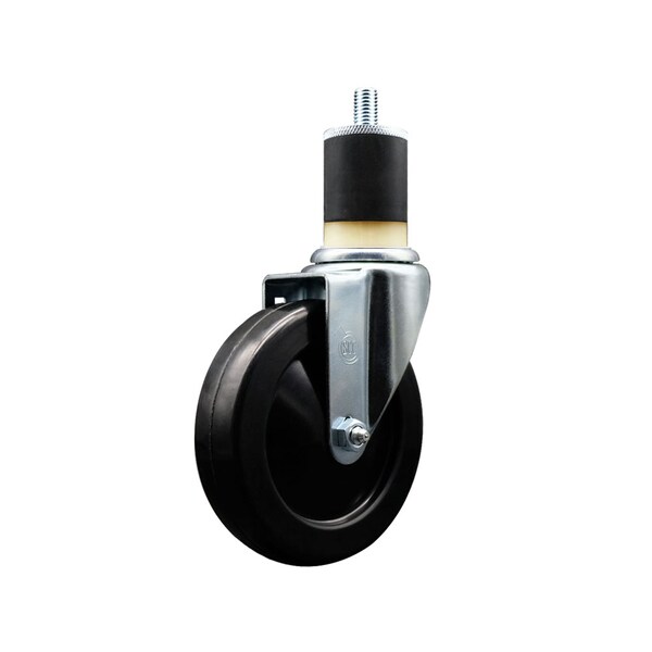 5'' SS Soft Rubber Wheel Swivel 1-7/8'' Expanding Stem Caster